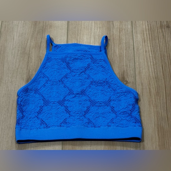 aerie Other - Aerie Real Good Blue High-Neck Lace Sports Bra Bralette